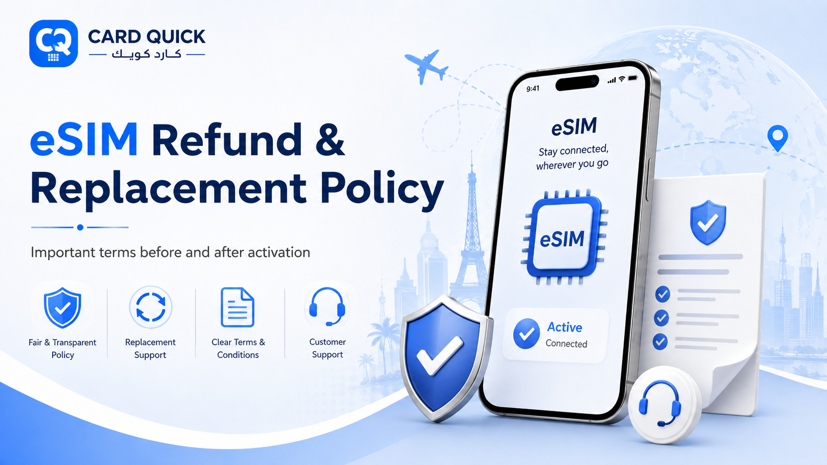 Card Quick eSIM refund and replacement policy
