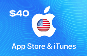 صورة بطاقة ايتونز بقيمة 40 دولاراً، مخصصة لشحن رصيد حساب Apple الأمريكي.